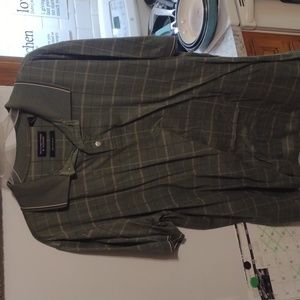 Roundtree & Yorke Green Plad Cotton Polo Large